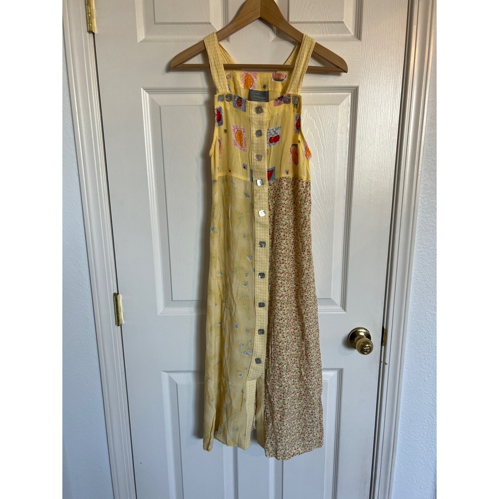 Vintage Cottagecore Patchwork Fruit Maxi Dress Carol Anderson Petites